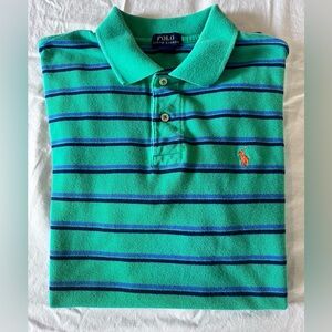 Vintage Ralph Lauren Rugby Polo Shirt Boys XL 18-20 Youth Preppy Striped Cotton